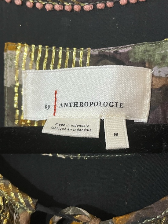 Anthropologie Multicolor Metallic Gold Long Sleeve Maxi Dress size Medium - Picture 3 of 12